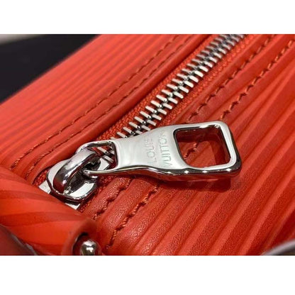 Louis Vuitton LV Unisex Soft Polochon MM Vermillion Red Epi XL Grained Cowhide Leather