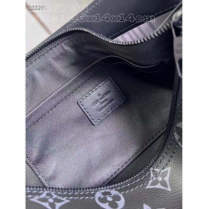 Louis Vuitton LV Unisex Soft Polochon PM Monogram Eclipse Coated Canvas Cowhide Leather
