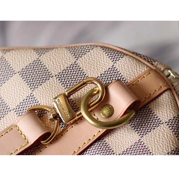 Louis Vuitton LV Unisex Speedy 30 Damier Azur Coated Canvas Natural Cowhide Leather