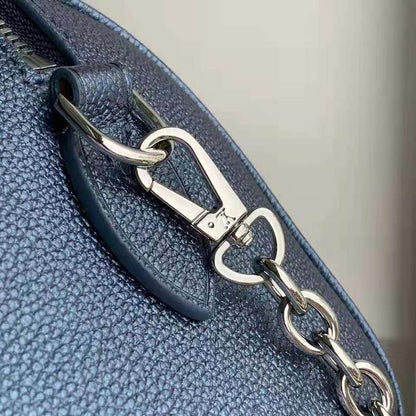 Louis Vuitton LV Unisex Speedy Bandoulière 20 Navy Nacre Embossed Grained Cowhide Leather