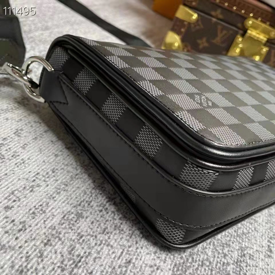 Louis Vuitton LV Unisex Studio Messenger Onyx Damier Infini Leather Cowhide Leather