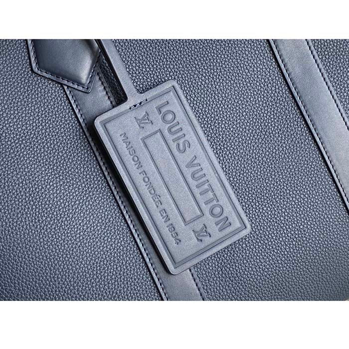 Louis Vuitton LV Unisex Takeoff Briefcase Navy Blue LV Aerogram Cowhide Leather