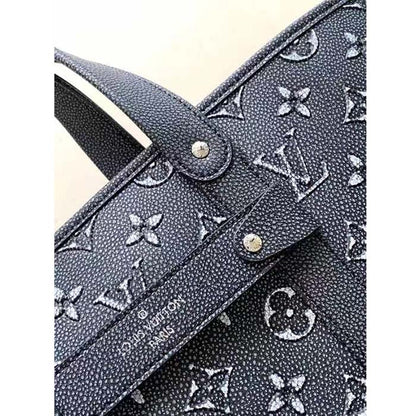 Louis Vuitton LV Unisex Tote Journey Carryall Bag Black Charcoal Cowhide Leather