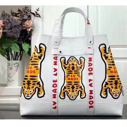 Louis Vuitton LV Unisex Tote Journey White Cowhide Leather Textile Lining