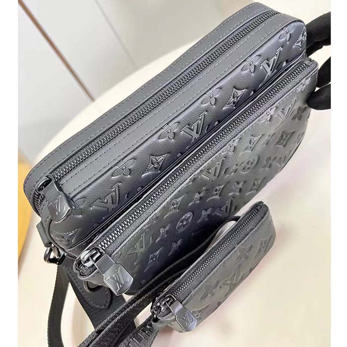 Louis Vuitton LV Unisex Trio Messenger Bag Black Calf Leather Cowhide