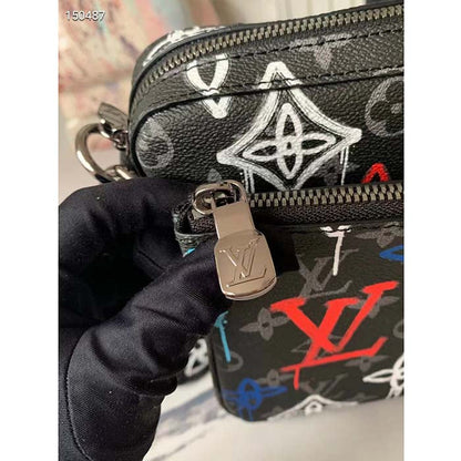 Louis Vuitton LV Unisex Trio Messenger Bag Graffiti Orange Monogram Coated Canvas