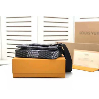Louis Vuitton LV Unisex Trio Messenger Bag Gray Damier Graphite 3D Coated Canvas