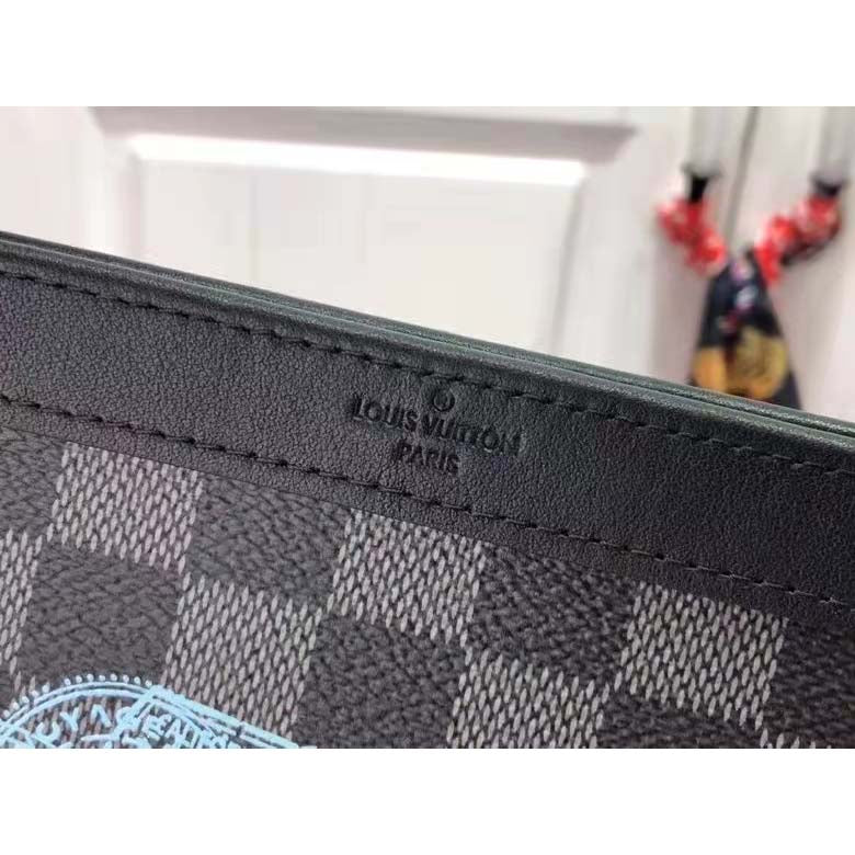 Louis Vuitton LV Unisex Trio Messenger Damier Graphite Coated Canvas Cowhide Leather