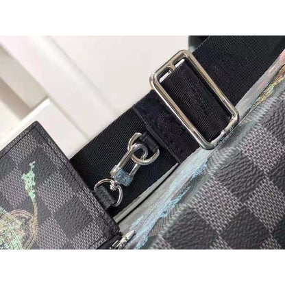 Louis Vuitton LV Unisex Trio Messenger Damier Graphite Coated Canvas Cowhide Leather