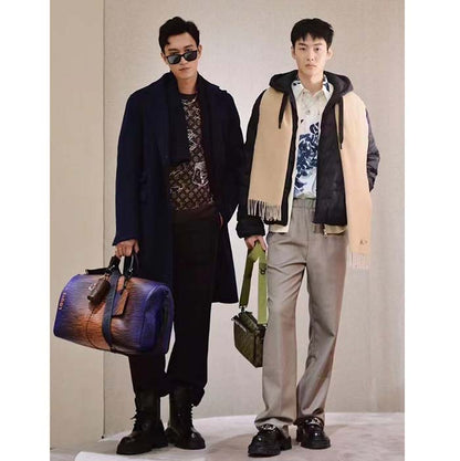 Louis Vuitton LV Unisex Trio Messenger Khaki Green Vermillion Red Monogram Canvas Cowhide Leather