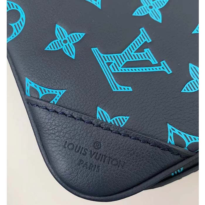 Louis Vuitton LV Unisex Trio Messenger Navy River Blue Calf Leather Textile Lining