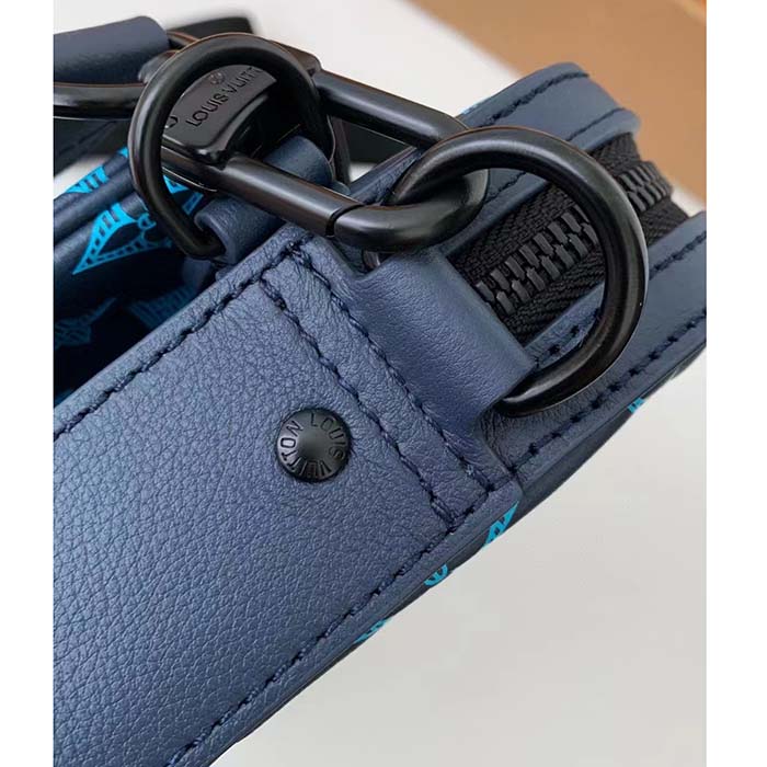 Louis Vuitton LV Unisex Trio Messenger Navy River Blue Calf Leather Textile Lining