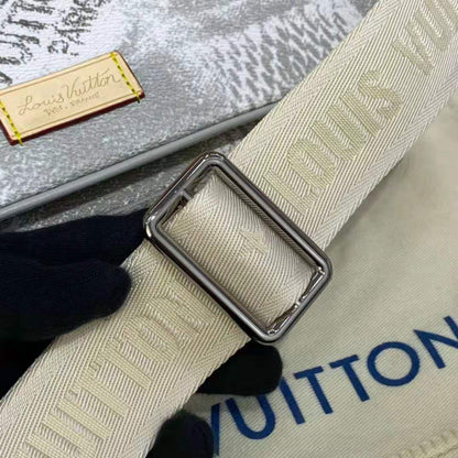 Louis Vuitton LV Unisex Trio Messenger Stone Gray Damier Salt Canvas Cowhide Leather