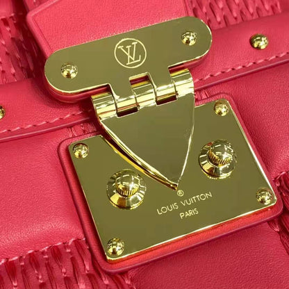 Louis Vuitton LV Women Troca PM Handbag Pink Damier Quilt Lambskin S-Lock Double Zip