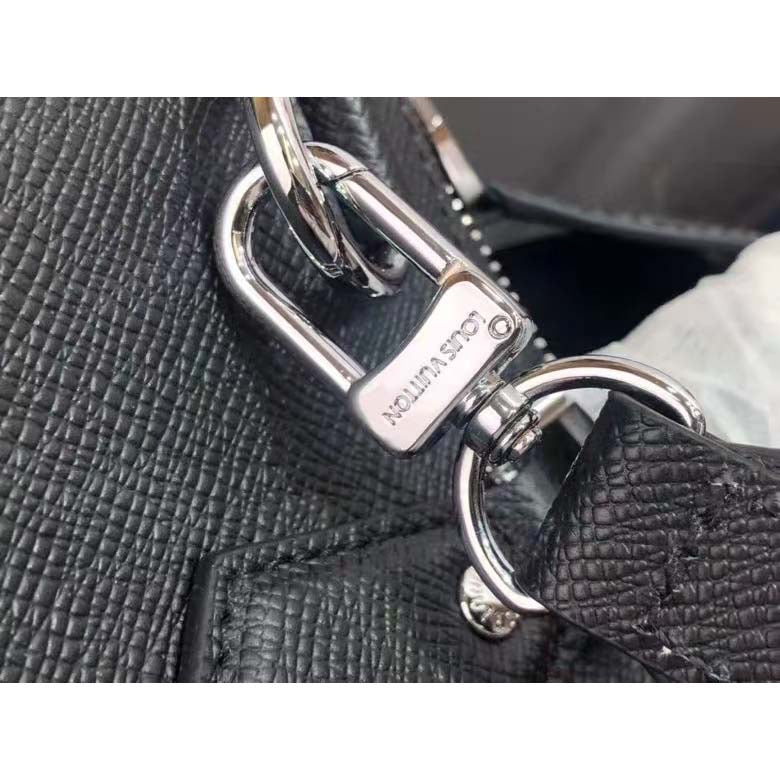 Louis Vuitton LV Unisex Vertical Tote Black Taiga Cowhide Leather Textile Lining