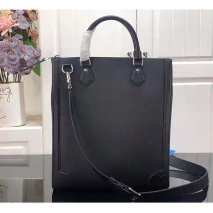 Louis Vuitton LV Unisex Vertical Tote Black Taiga Cowhide Leather Textile Lining