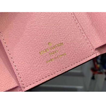 Louis Vuitton LV Unisex Victorine Wallet Pink Monogram Coated Canvas Grained Cowhide Leather