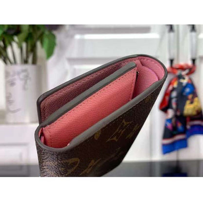 Louis Vuitton LV Unisex Victorine Wallet Pink Monogram Coated Canvas Grained Cowhide Leather