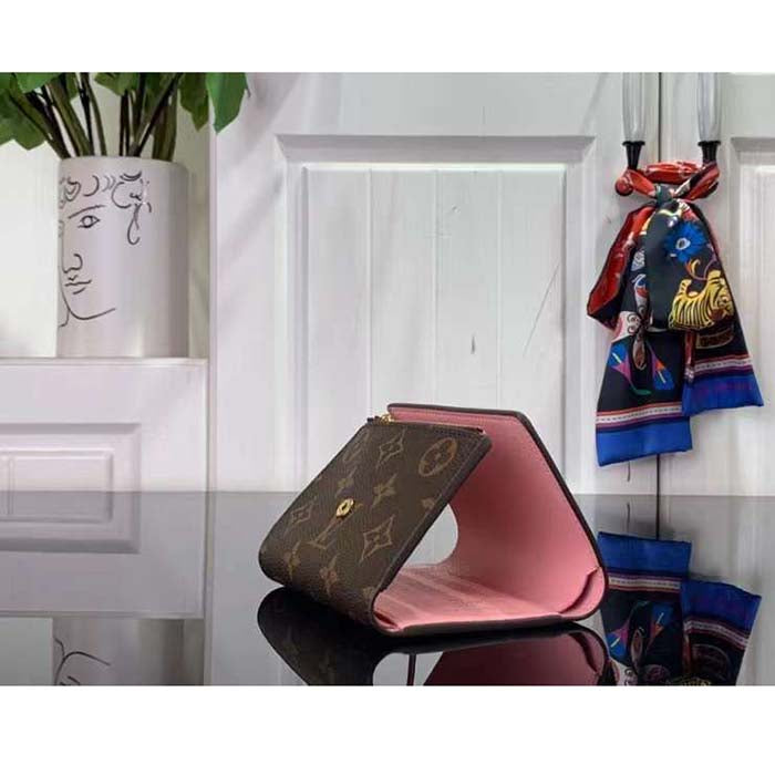 Louis Vuitton LV Unisex Victorine Wallet Pink Monogram Coated Canvas Grained Cowhide Leather
