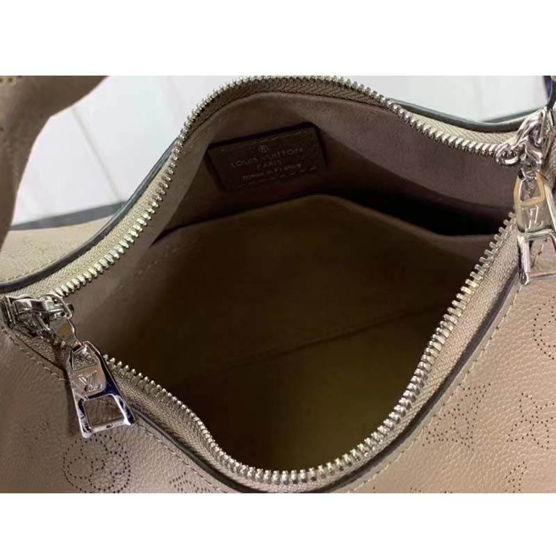 Louis Vuitton LV Unisex Why Knot MM Handbag Galet Beige Perforated Mahina Calf Leather