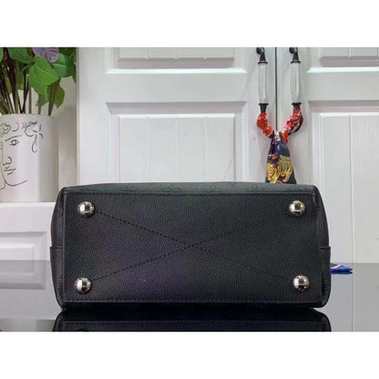 Louis Vuitton LV Women Why Knot PM Handbag Black Perforated Mahina Calf Leather