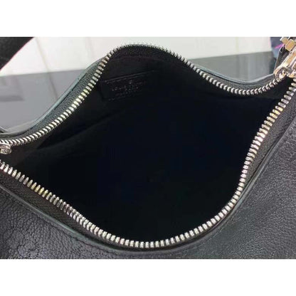 Louis Vuitton LV Women Why Knot PM Handbag Black Perforated Mahina Calf Leather