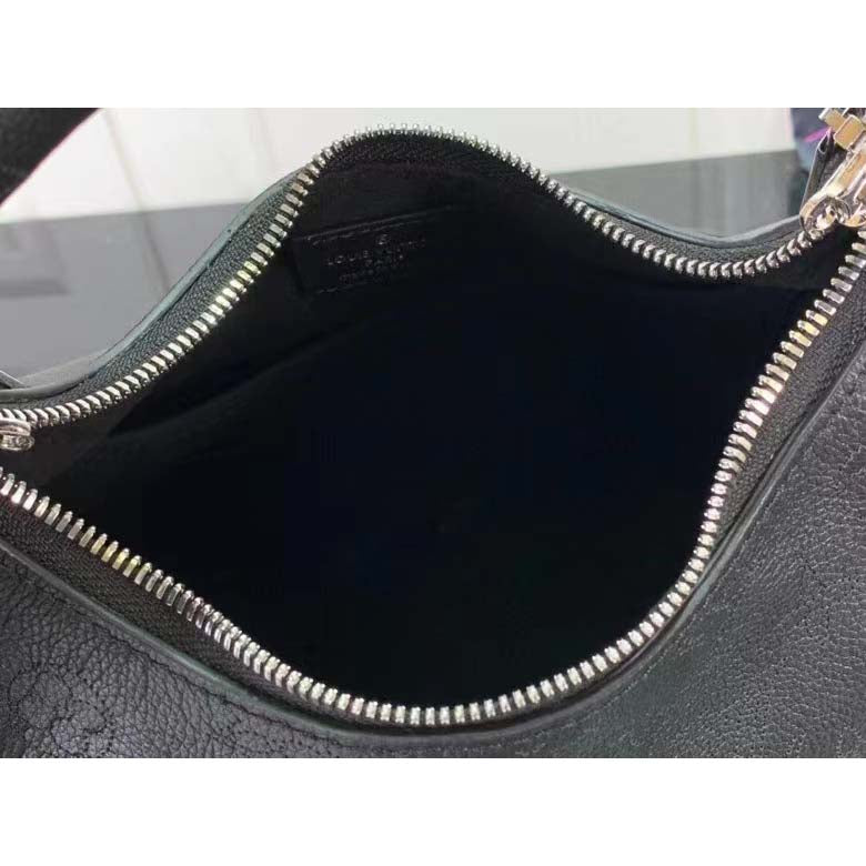 Louis Vuitton LV Unisex Why Knot MM Handbag Galet Black Perforated Mahina Calf Leather