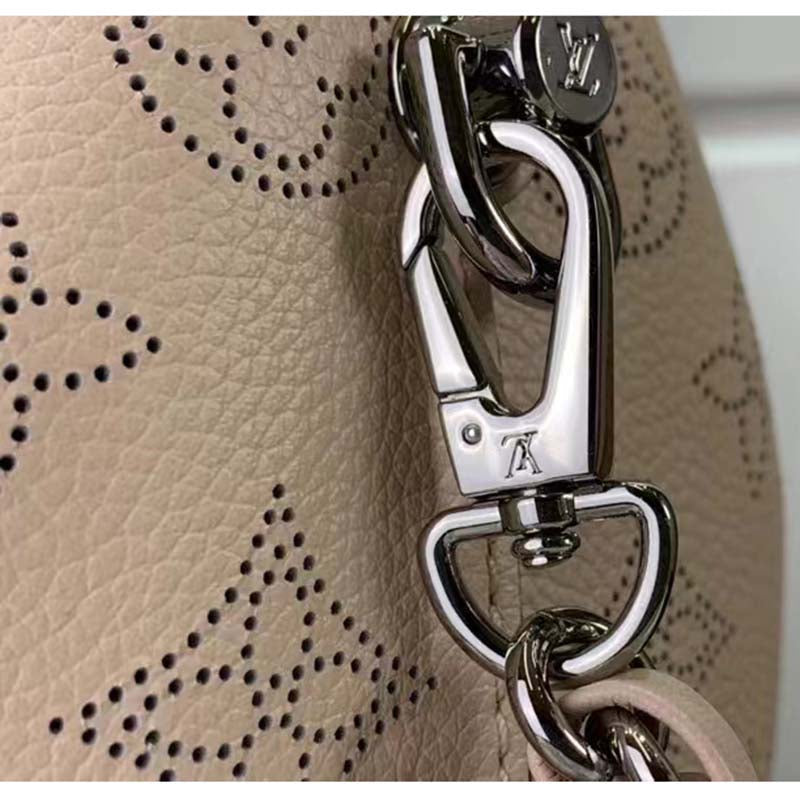 Louis Vuitton LV Women Why Knot PM Handbag Cream Beige Perforated Mahina Calf Leather