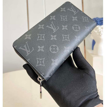 Louis Vuitton LV Unisex Zippy Organizer Monogram Eclipse Coated Canvas Cowhide Leather