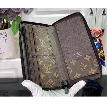 Louis Vuitton LV Unisex Zippy Vertical Wallet Atlantic Blue Monogram Coated Canvas