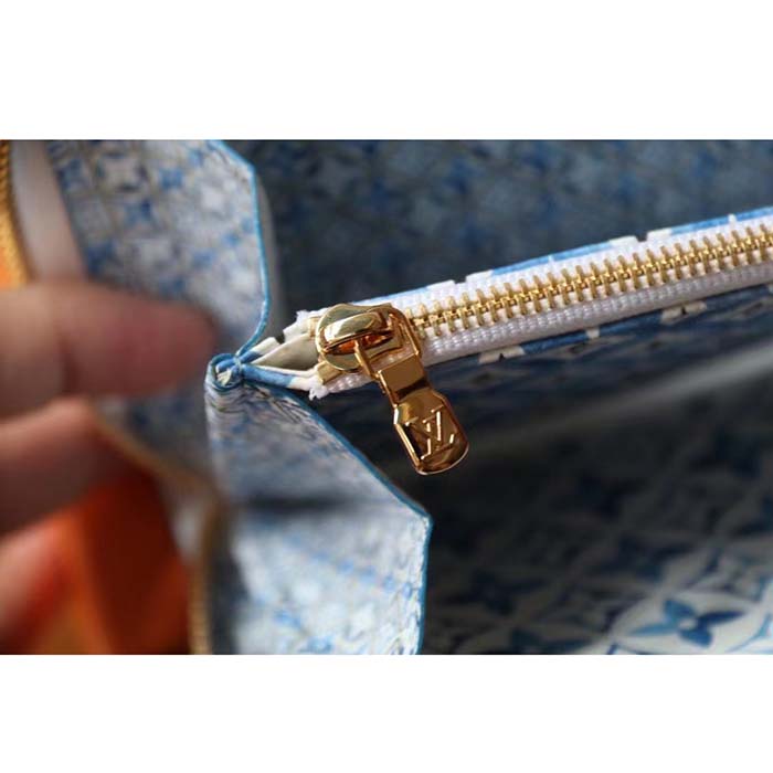 Louis Vuitton LV Unisex Zippy Wallet Blue Monogram Coated Canvas Zip Closure