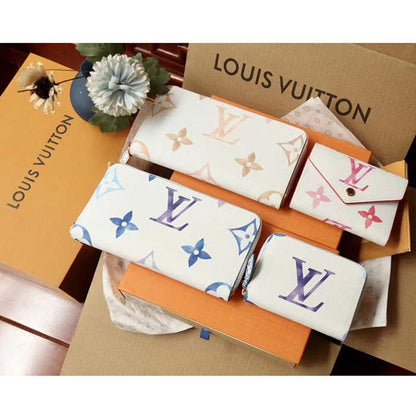 Louis Vuitton LV Unisex Zippy Wallet Blue Monogram Coated Canvas Zip Closure