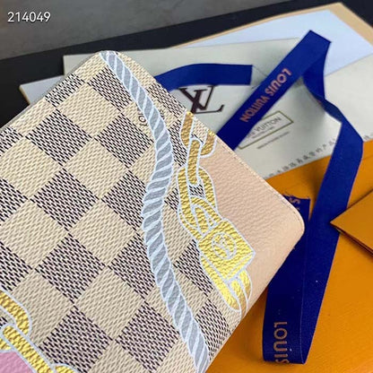 Louis Vuitton LV Unisex Zippy Wallet Damier Azur Coated Canvas Cowhide Leather