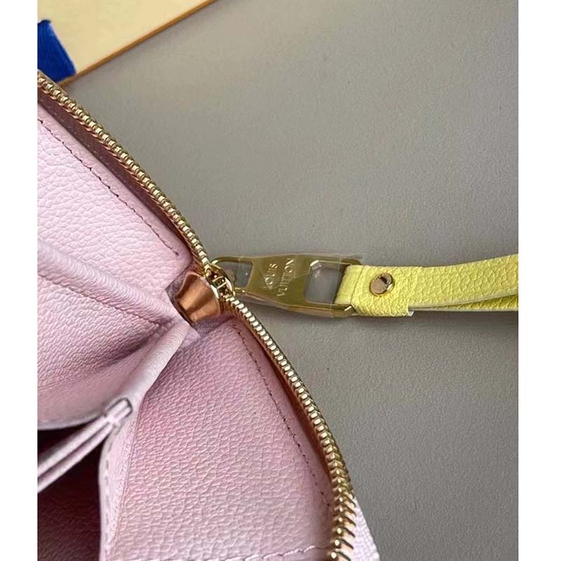 Louis Vuitton LV Unisex Zippy Wallet Pink Monogram Empreinte Embossed Supple Grained Cowhide