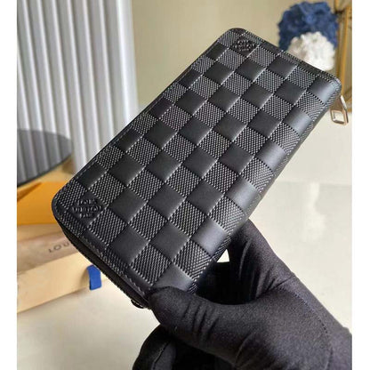 Louis Vuitton LV Unisex Zippy Wallet Vertical Black Damier Infini Cowhide Leather