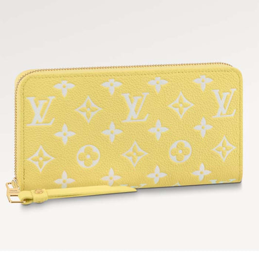 Louis Vuitton LV Unisex Zippy Wallet Yellow Monogram Empreinte Embossed Supple Grained Cowhide