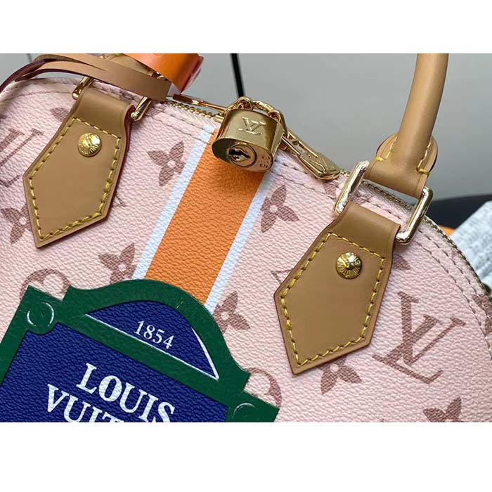Louis Vuitton LV Women Alma BB Handbag Beige Ocher Monopaname Coated Canvas Cowhide Leather