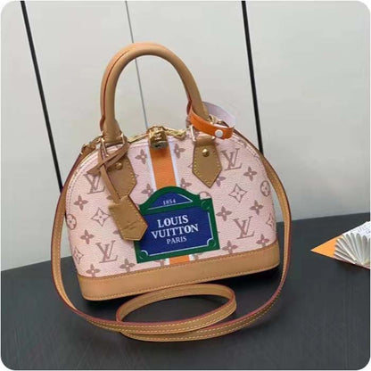 Louis Vuitton LV Women Alma BB Handbag Beige Ocher Monopaname Coated Canvas Cowhide Leather