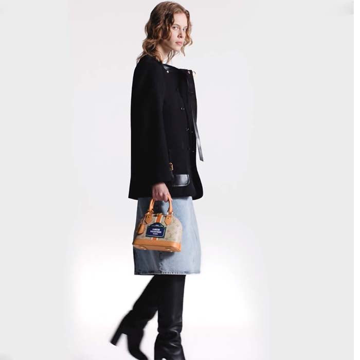 Louis Vuitton LV Women Alma BB Handbag Beige Ocher Monopaname Coated Canvas Cowhide Leather