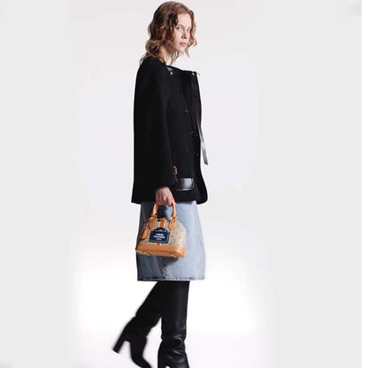 Louis Vuitton LV Women Alma BB Handbag Beige Ocher Monopaname Coated Canvas Cowhide Leather