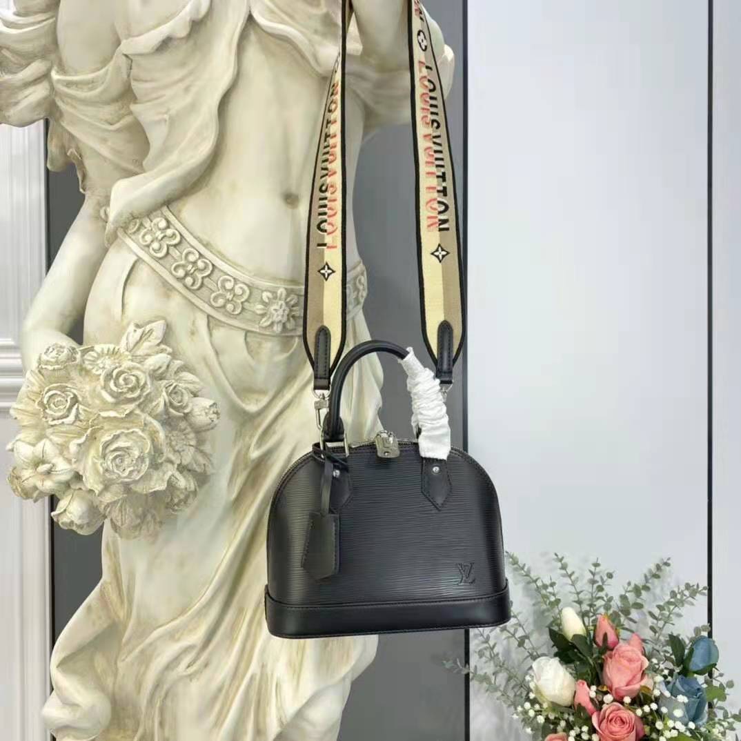 Louis Vuitton LV Women Alma BB Handbag Black Epi Grained Cowhide Leather