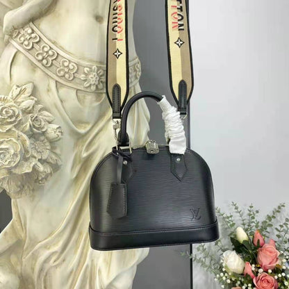 Louis Vuitton LV Women Alma BB Handbag Black Epi Grained Cowhide Leather