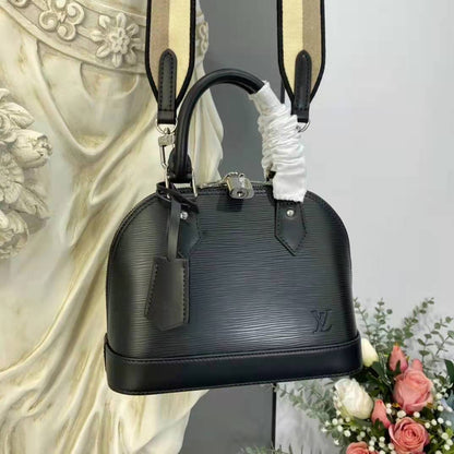 Louis Vuitton LV Women Alma BB Handbag Black Epi Grained Cowhide Leather