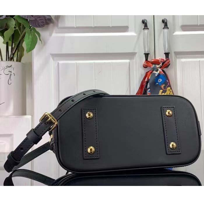 Louis Vuitton LV Women Alma BB Handbag Black Lamb Cowhide Leather