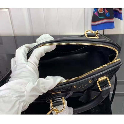 Louis Vuitton LV Women Alma BB Handbag Black Lamb Cowhide Leather