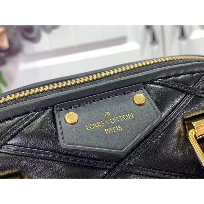 Louis Vuitton LV Women Alma BB Handbag Black Lamb Cowhide Leather