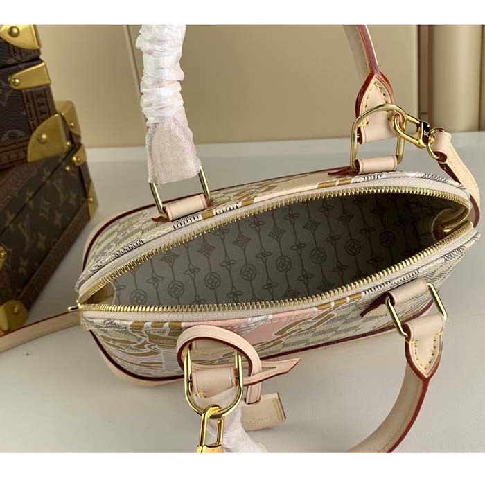 Louis Vuitton LV Women Alma BB Handbag Damier Azur Coated Canvas Cowhide Leather