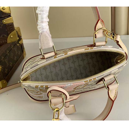 Louis Vuitton LV Women Alma BB Handbag Damier Azur Coated Canvas Cowhide Leather
