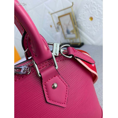 Louis Vuitton LV Women Alma BB Handbag Guimauve Purple Epi Grained Cowhide Leather
