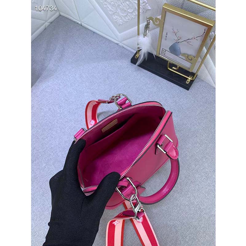 Louis Vuitton LV Women Alma BB Handbag Guimauve Purple Epi Grained Cowhide Leather